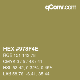 カラーコード: HEX #978F4E | qconv.com