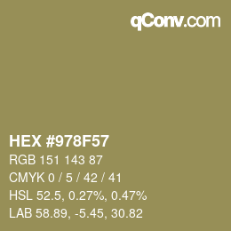 カラーコード: HEX #978F57 | qconv.com