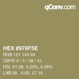 Color code: HEX #978F5E | qconv.com
