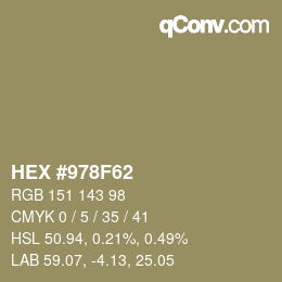 カラーコード: HEX #978F62 | qconv.com