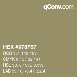 Color code: HEX #978F67 | qconv.com