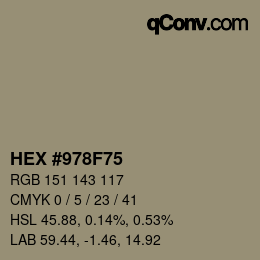 カラーコード: HEX #978F75 | qconv.com
