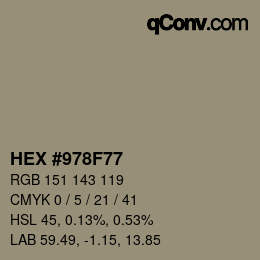 Color code: HEX #978F77 | qconv.com