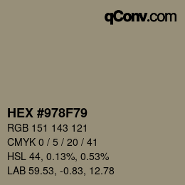 Color code: HEX #978F79 | qconv.com