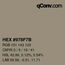 カラーコード: HEX #978F7B | qconv.com