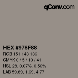 Color code: HEX #978F88 | qconv.com