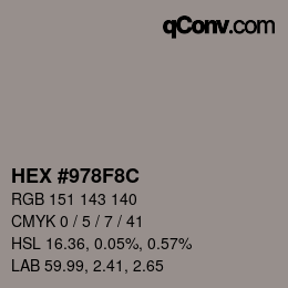 Color code: HEX #978F8C | qconv.com
