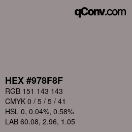 カラーコード: HEX #978F8F | qconv.com