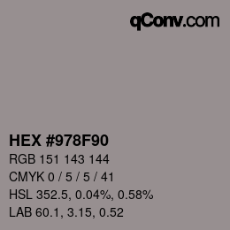 カラーコード: HEX #978F90 | qconv.com