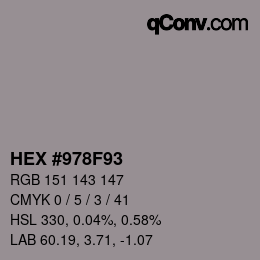 カラーコード: HEX #978F93 | qconv.com