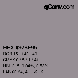 カラーコード: HEX #978F95 | qconv.com
