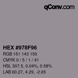 カラーコード: HEX #978F96 | qconv.com