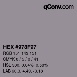 カラーコード: HEX #978F97 | qconv.com