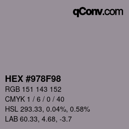 颜色代码: HEX #978F98 | qconv.com
