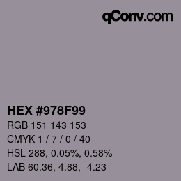 カラーコード: HEX #978F99 | qconv.com