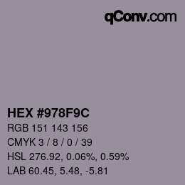 Color code: HEX #978F9C | qconv.com