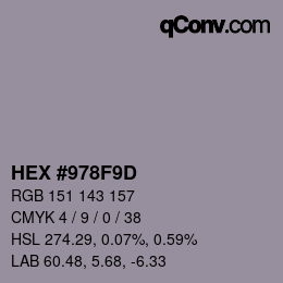 カラーコード: HEX #978F9D | qconv.com