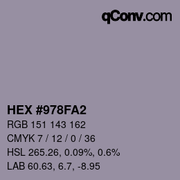 カラーコード: HEX #978FA2 | qconv.com