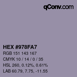 カラーコード: HEX #978FA7 | qconv.com