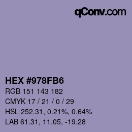 カラーコード: HEX #978FB6 | qconv.com