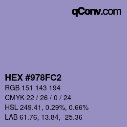 カラーコード: HEX #978FC2 | qconv.com