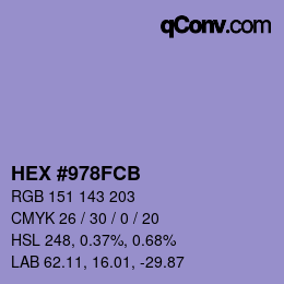 Color code: HEX #978FCB | qconv.com