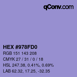 Color code: HEX #978FD0 | qconv.com