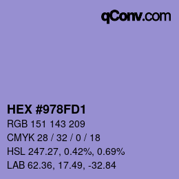 颜色代码: HEX #978FD1 | qconv.com