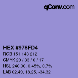 Color code: HEX #978FD4 | qconv.com