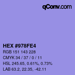 カラーコード: HEX #978FE4 | qconv.com
