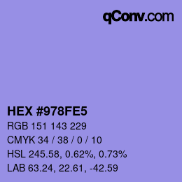カラーコード: HEX #978FE5 | qconv.com