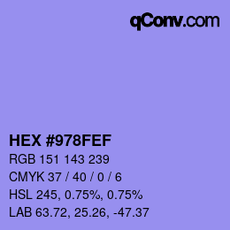 カラーコード: HEX #978FEF | qconv.com