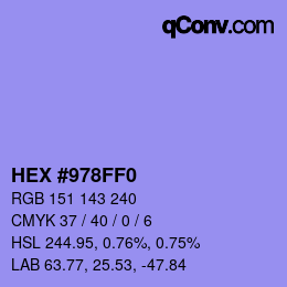 颜色代码: HEX #978FF0 | qconv.com