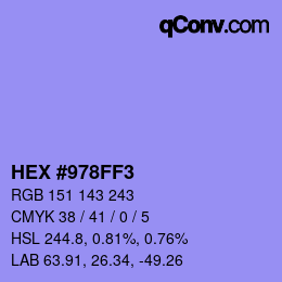 Color code: HEX #978FF3 | qconv.com