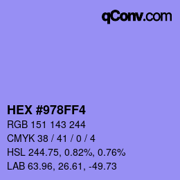 カラーコード: HEX #978FF4 | qconv.com