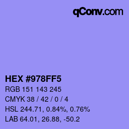 颜色代码: HEX #978FF5 | qconv.com