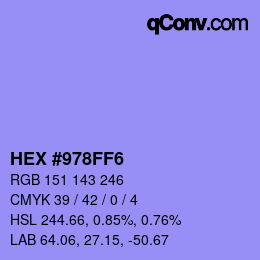カラーコード: HEX #978FF6 | qconv.com