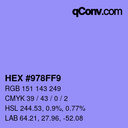 カラーコード: HEX #978FF9 | qconv.com