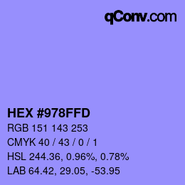 カラーコード: HEX #978FFD | qconv.com