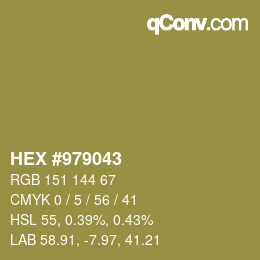 カラーコード: HEX #979043 | qconv.com