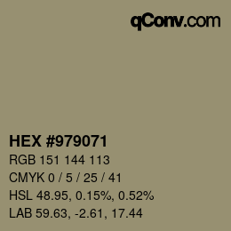 カラーコード: HEX #979071 | qconv.com