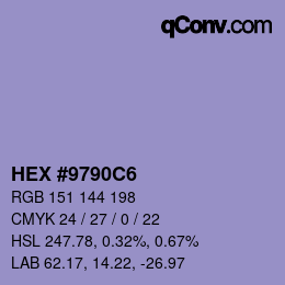 カラーコード: HEX #9790C6 | qconv.com