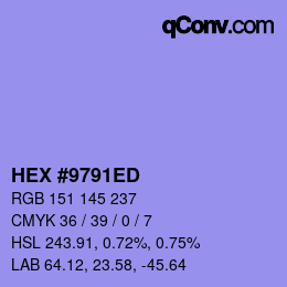 Color code: HEX #9791ED | qconv.com