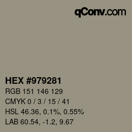 Color code: HEX #979281 | qconv.com