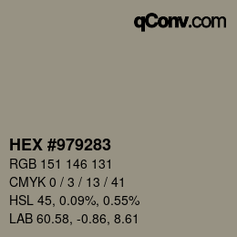 Farbcode: HEX #979283 | qconv.com