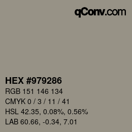 颜色代码: HEX #979286 | qconv.com