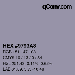 Color code: HEX #9793A8 | qconv.com