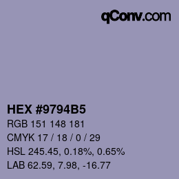 Color code: HEX #9794B5 | qconv.com