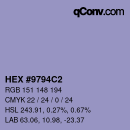 颜色代码: HEX #9794C2 | qconv.com