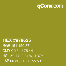 カラーコード: HEX #979625 | qconv.com
